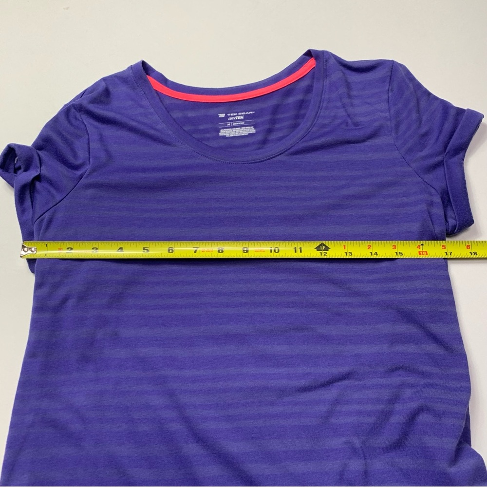 Tek Gear Purple Striped Dry Tek Short Sleeve Top Women’s Medium - Picture 9 of 11